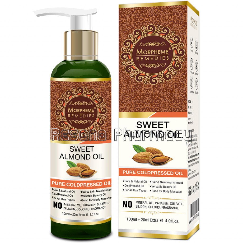 Pure Sweet Almond Coldpressed Oil For Hair And Skin 120Ml
