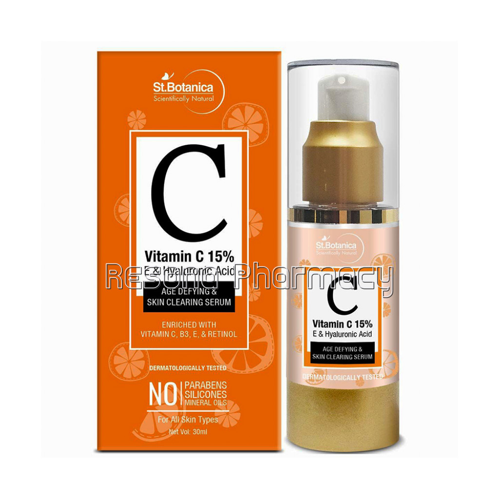 Vitamin C 15%, E and Hyaluronic Acid, Age Defying and Skin Clearing Serum, 30Ml