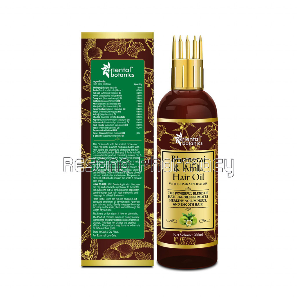 Bhringraj and Amla Hair Oil With Comb Applicator, 200Ml