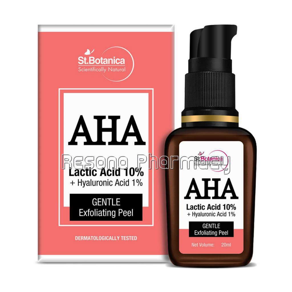 Aha Lactic Acid 10% and Hyaluronic Acid 1% Gentle Exfoliating Skin Peel (Face Serum), 20 Ml