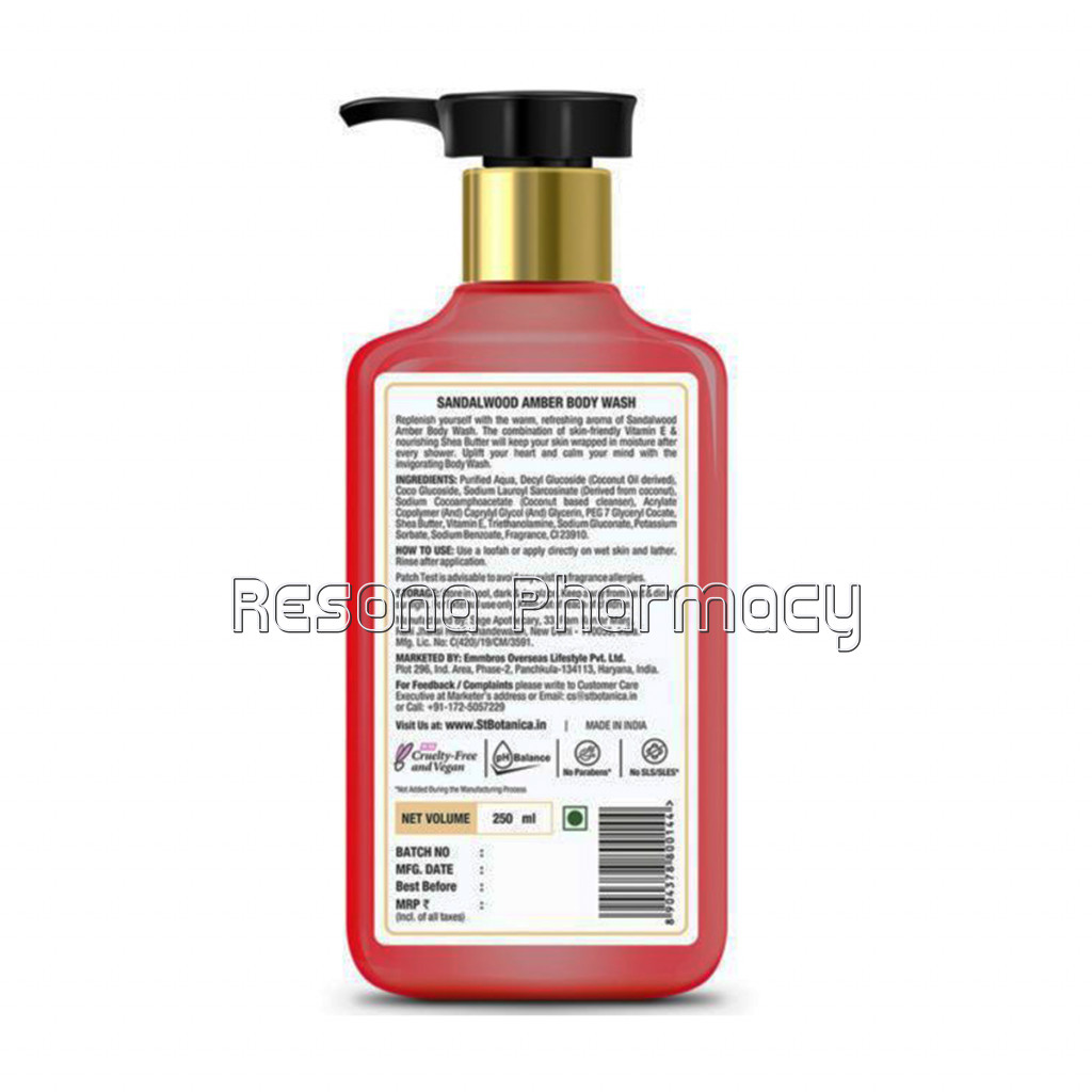 Sandalwood Amber Body Wash – With Shea and Vitamin E (Shower Gel), 250 Ml