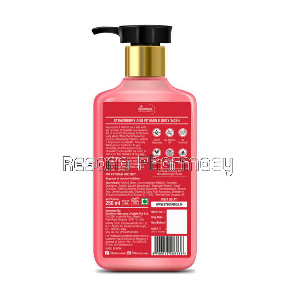 Strawberry and Vitamin E Body Wash / Shower Gel, 250 Ml