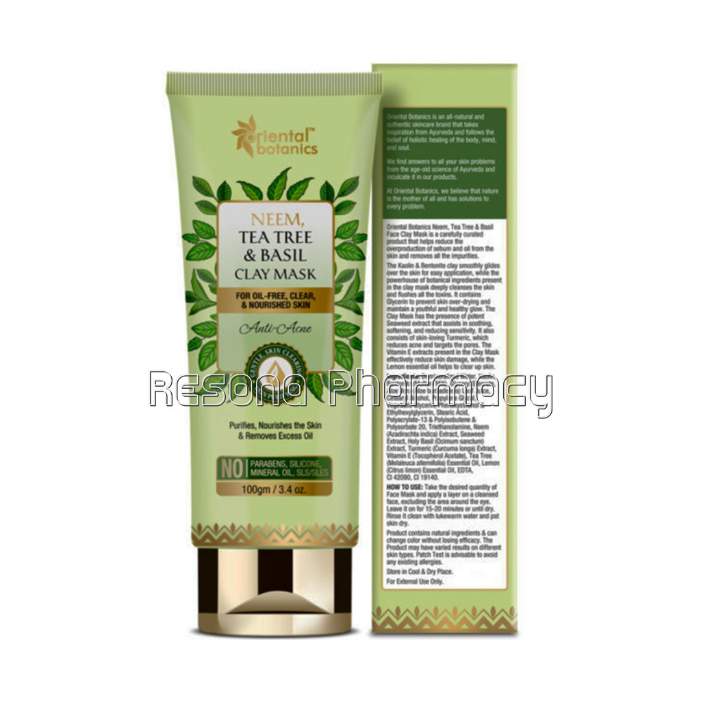 Neem, Tea Tree And Basil Anti Acne Clay Mask, 100G