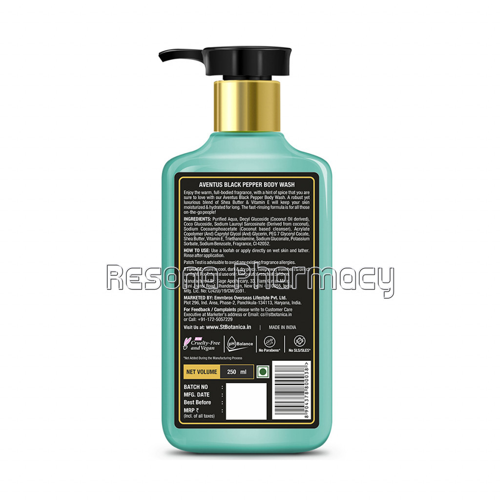 Aventus Black Pepper Body Wash – With Shea and Vitamin E (Shower Gel), 250 Ml