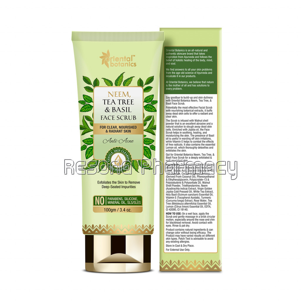 Neem, Tea Tree And Basil Anti Acne Face Scrub, 100G