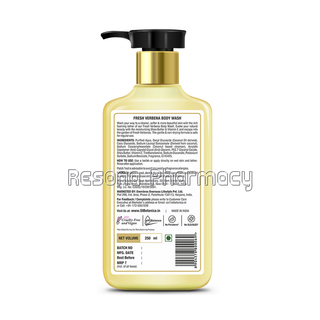 Fresh Verbena Body Wash – With Shea and Vitamin E (Shower Gel), 250 Ml