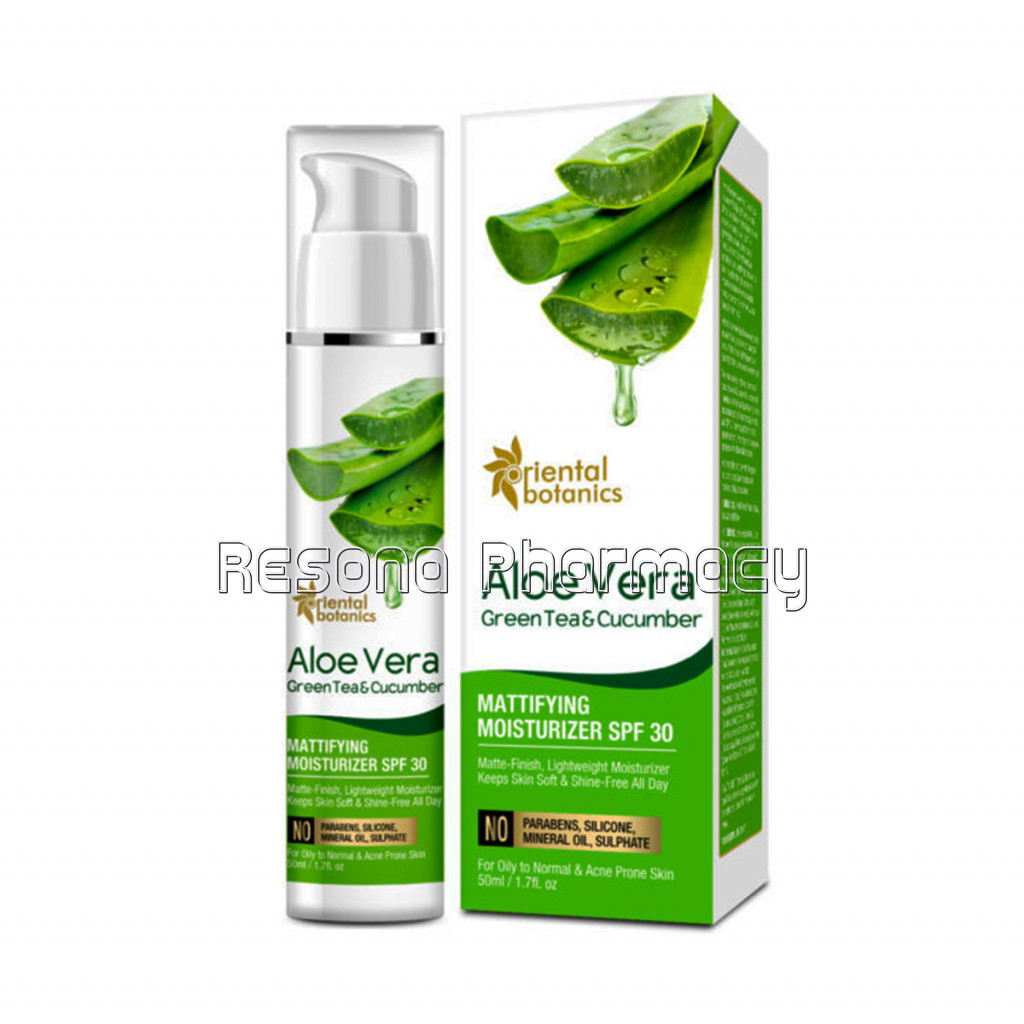 Aloe Vera, Green Tea and Cucumber Mattifying Moisturizer Spf 30, 50Ml