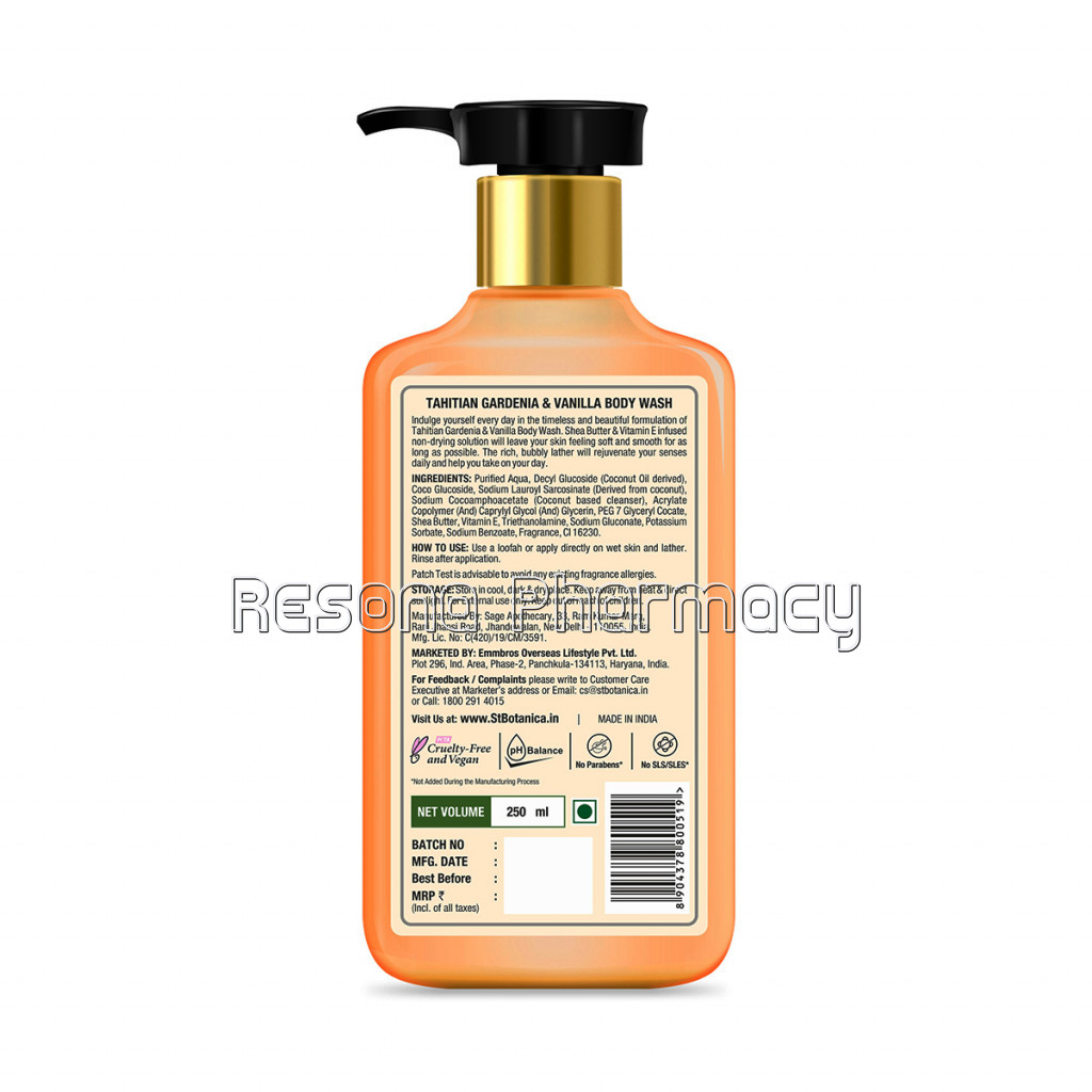 Tahitian Gardenia and Vanilla Body Wash – With Shea and Vitamin E (Shower Gel), 250 Ml