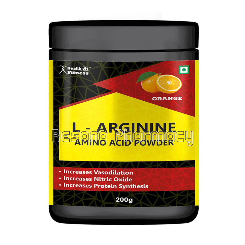 Healthvit Fitness L Arginine Amino Acid Powder 200Gm Orange Flavour