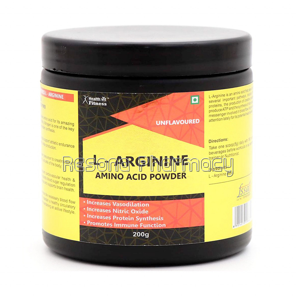 Healthvit Fitness L Arginine Amino Acid Powder Muscle Building And Endurance | 200Gm