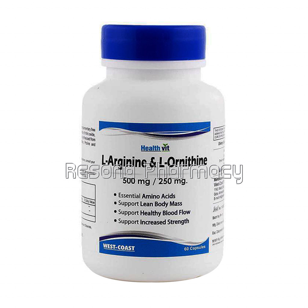 Healthvit L Arginine And L Ornithine 500 Mg/250 Mg