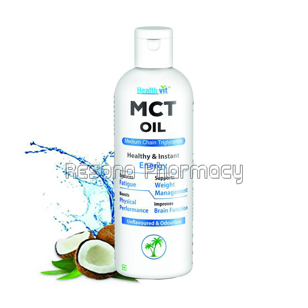 Healthvit Mct Oil From Coconut Oil Unsweetened Keto Diet Sports, Non Gmo, Gluten Free   500Ml