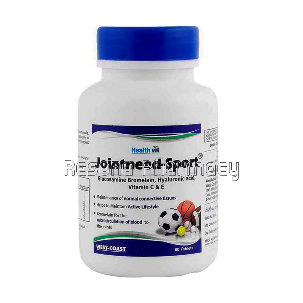 Healthvit Jointneed Sport Glucosamine 500Mg, Bromelain 100Mg, Hyaluronic Acid 50Mg, Ginger 40Mg, Vitamin C And E 50Mg