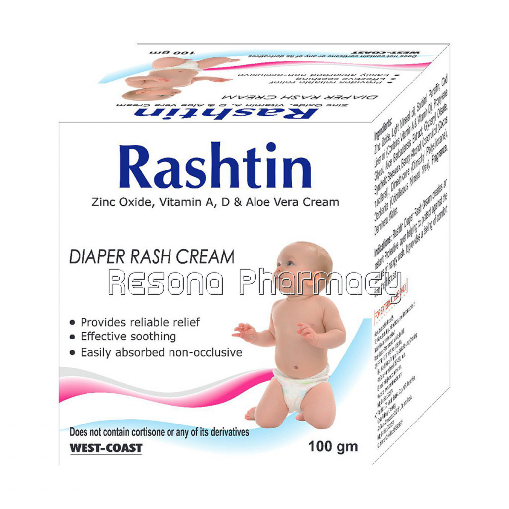 Rashtin Diaper Rash Cream ( Zinc Oxide, Vitamin A, D and Aloe Vera Cream) For Skin Rash – 100Gm