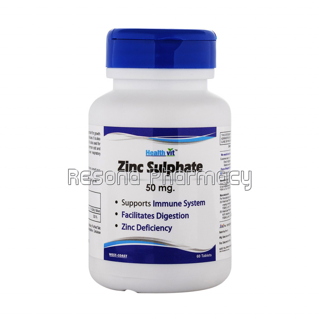 Healthvit Zinc Sulphate 50Mg | For Supports A Healthy Immune System, Healthy Skin, Supports Cell Growth, Antioxidant Supplement