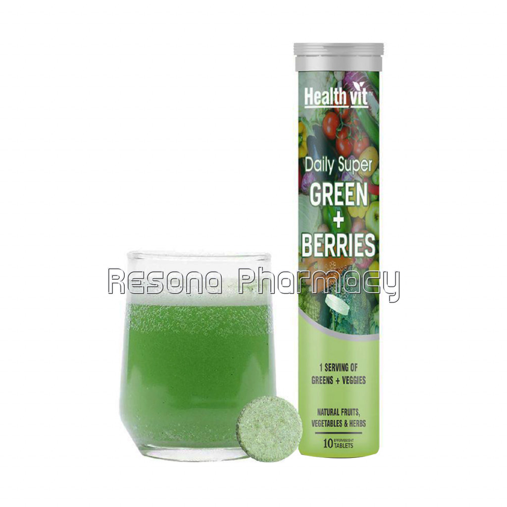 Healthvit Daily Super Green Plus Berries, Wholefood Multivitamin With Vitamin D3, Zinc, B6, B12, Iron For Immunity, Detox And Antioxidants