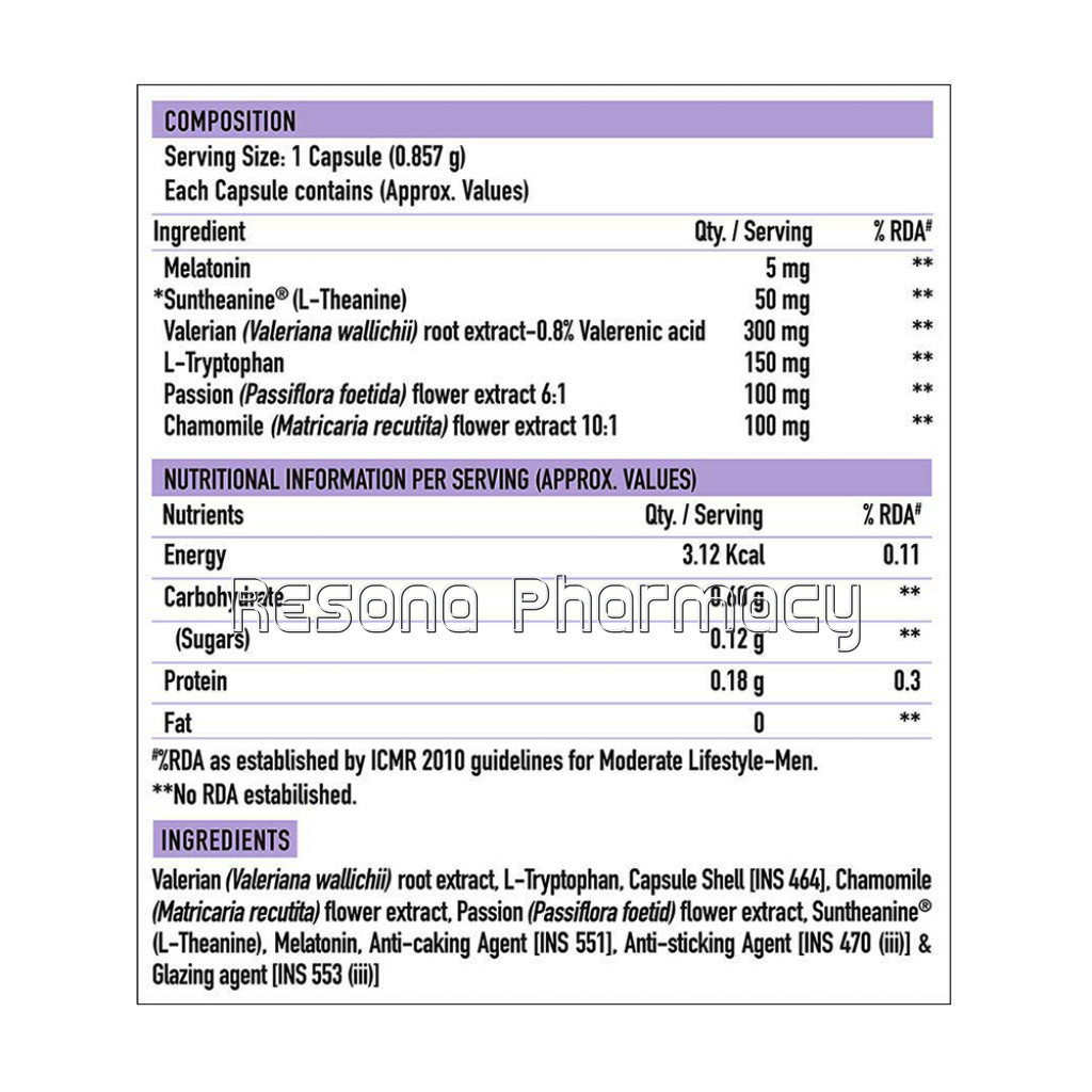 Truebasics Sleep Easy With Melatonin Suntheanine Valerian Root L Tryptophan, 30 Capsules