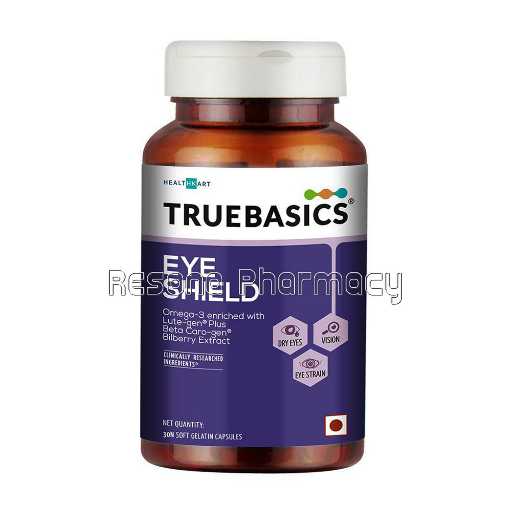 Truebasics Eye Shield With Lute Gen Plus Beta Caro Gen Bilberry Extract, 30 Capsules
