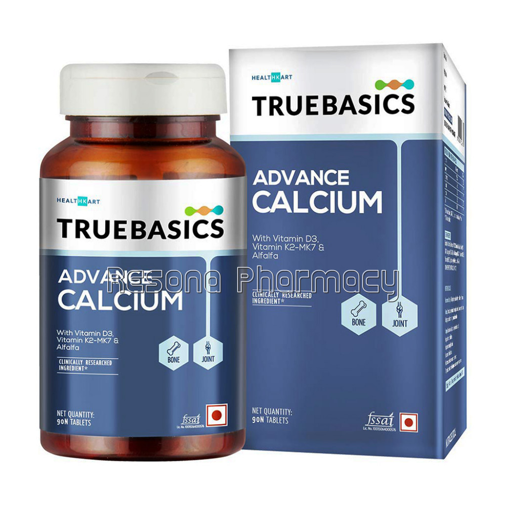 Truebasics Advance Calcium Vitamin D3 and K2Mk7, 90 Tablet(S), Unflavoured