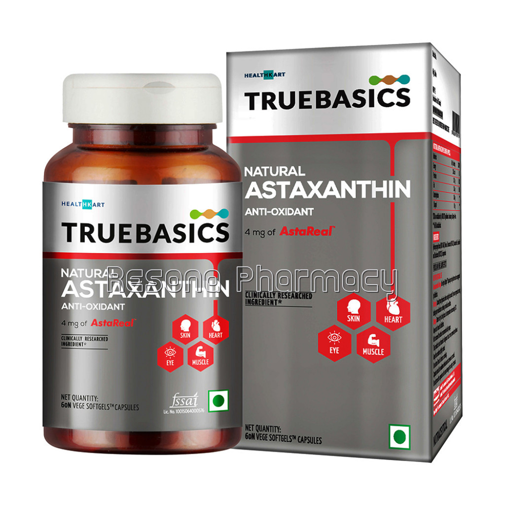 Truebasics Astaxanthin With 4Mg Astareal, 60 Capsules