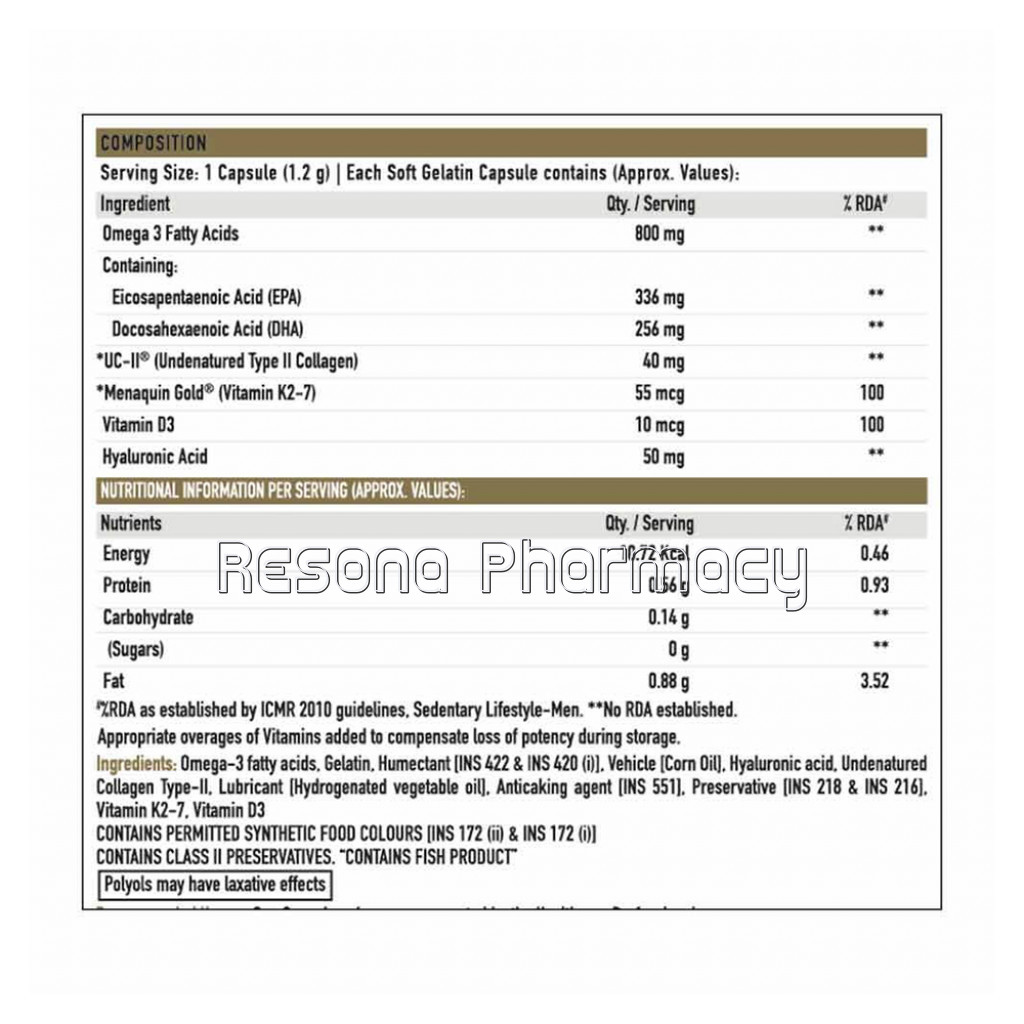 Truebasics Omega Joint With Collagen Uc Ii and Vitamin K2 7 Op, 30 Capsules