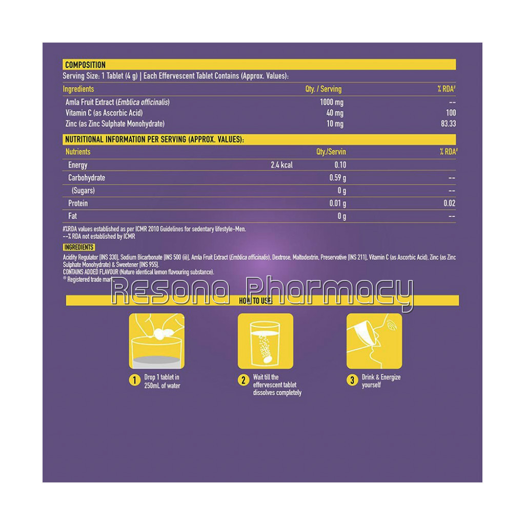 Truebasics Immuno Charge Amla, 60 Tablet(S), Lemon