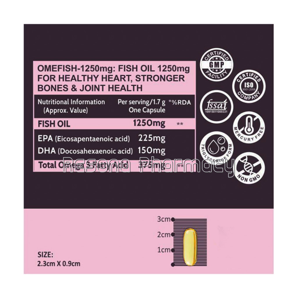 Cf Omega 3 Fish Oil 1250Mg Supplement| 25% Extra – 60 Capsules