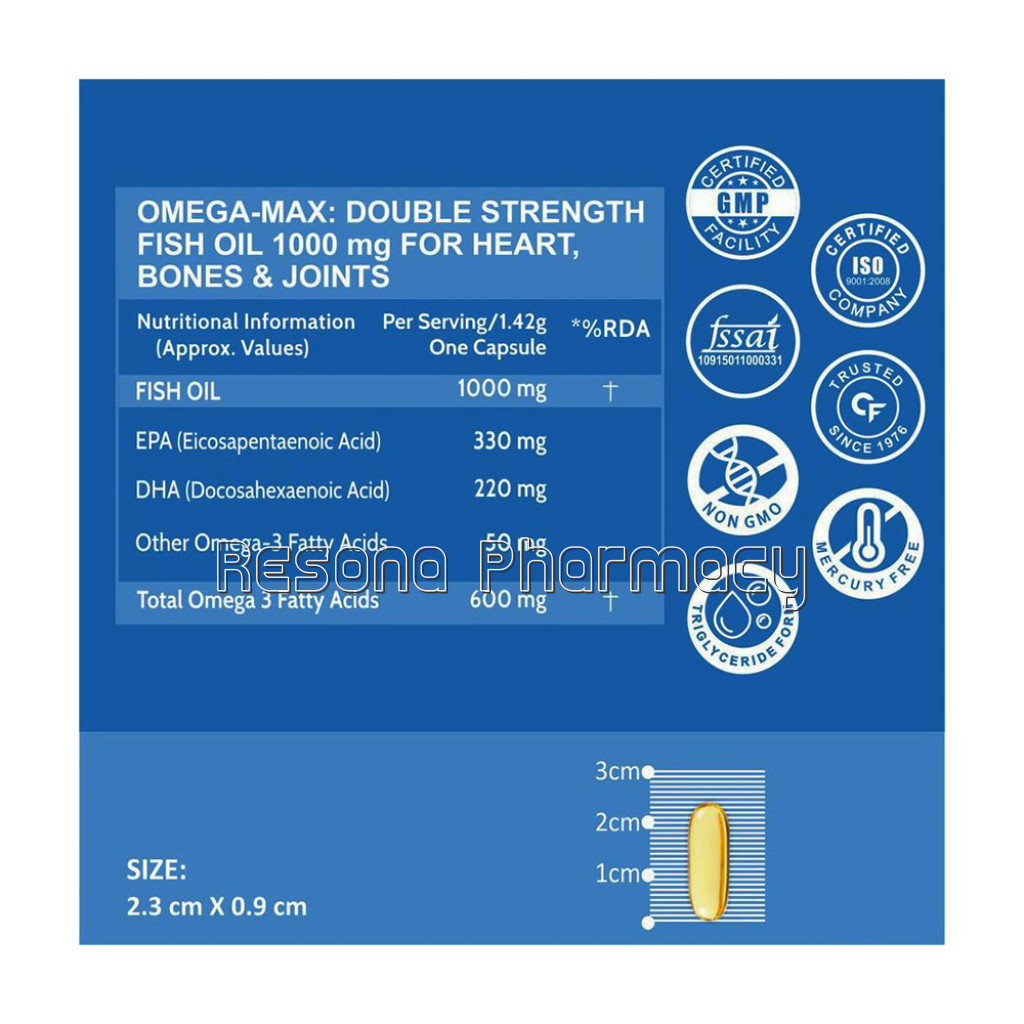 Cf Double Strength Omega 3 Fish Oil 1000Mg (330Mg Epa and 220Mg Dha)   60 Capsules