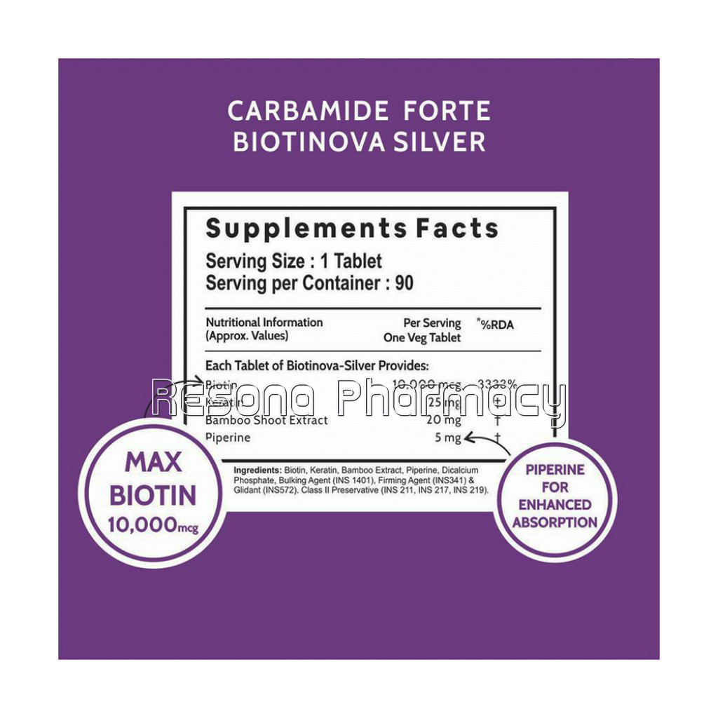 Cf Biotin 10000Mcg With Keratin and Bamboo Extract Tablets For Hair Growth For Women and Men – 90 Veg Tablets