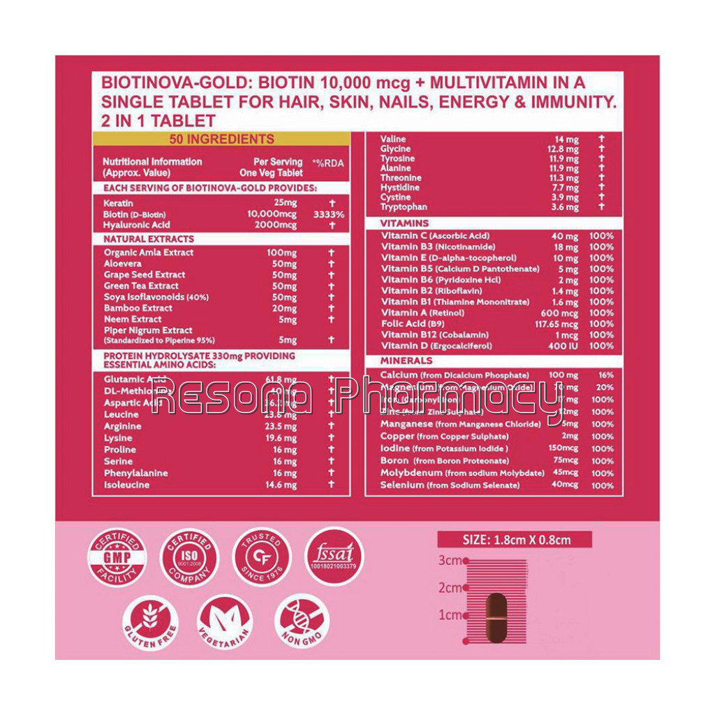 Cf Biotin 10000Mcg With Multivitamin, Keratin and Bamboo Extract Tablets For Hair Growth For Women and Men  90 Tablets