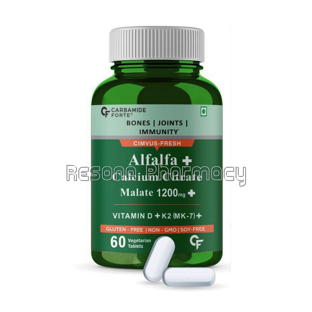Cf Alfalfa Calcium Citrate Malate 1200Mg With Vitamin D, K2 Mk7 , B12, Magnesium and Zinc – 60 Veg Tablets