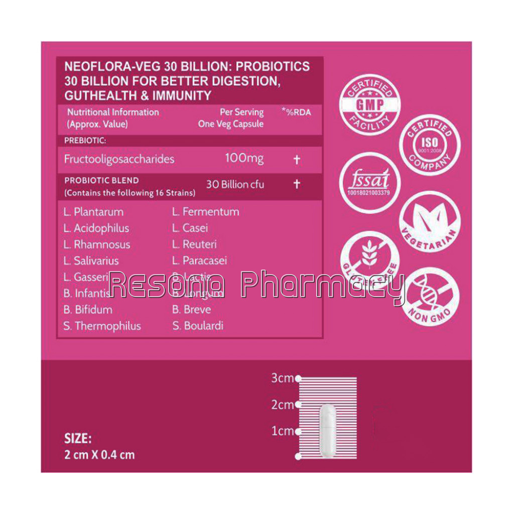 Cf Probiotics Supplement 30 Billion, 16 Strains   100 Veg Capsules
