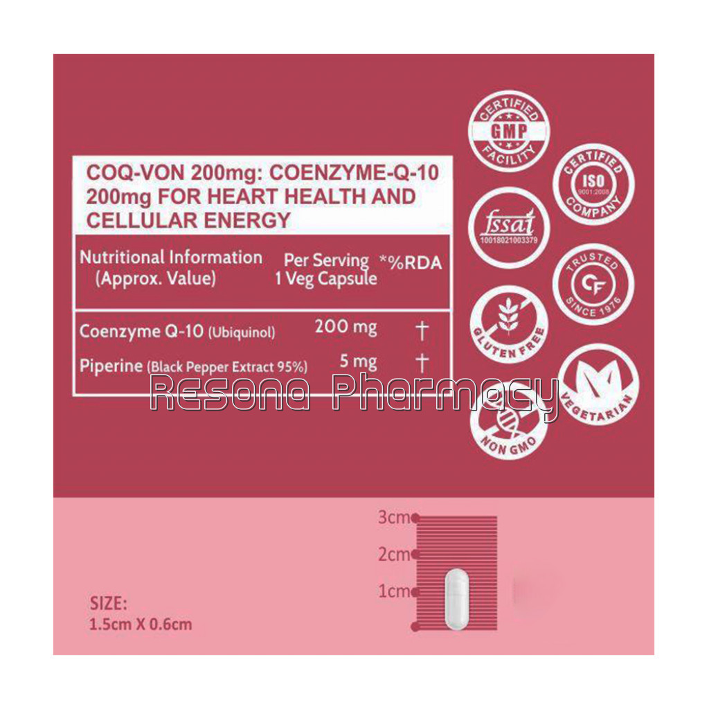 Cf Coenzyme Q10 (Coq10) 200Mg With Piperine 5Mg – 60 Capsules