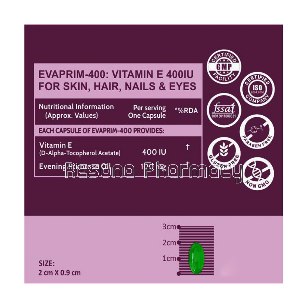 Cf Vitamin E 400 Iu and Evening Primrose Oil 100Mg Capsules For Skin, Face And Hair Growth   60 Softgel Capsules