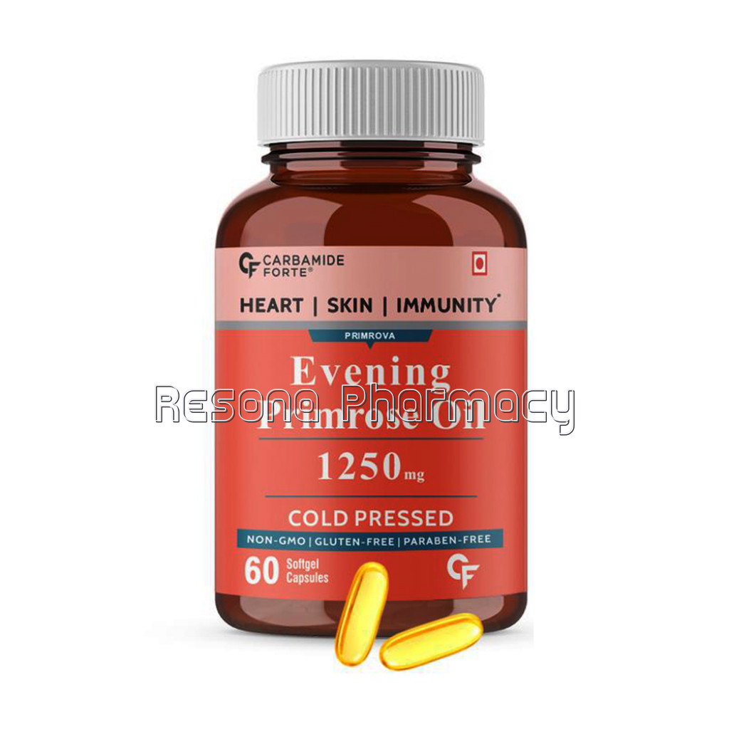 Cf Evening Primrose Oil Capsules 1250Mg   100% Pure and Cold Pressed, Hexane and Paraben Free Epo With 10% Gla – 60 Capsules