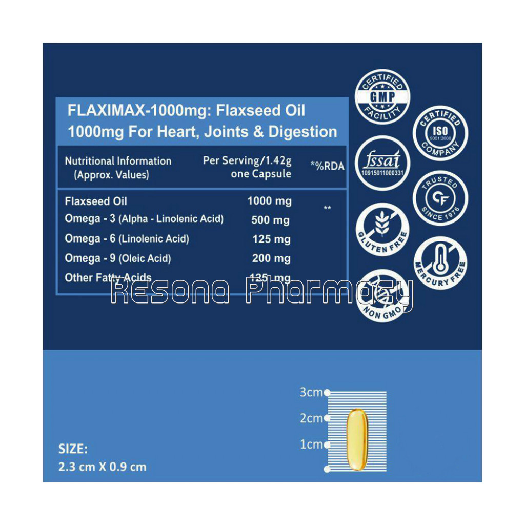 Cf Cold Pressed Organic Flaxseed Oil 1000Mg Supplement – 120 Capsules