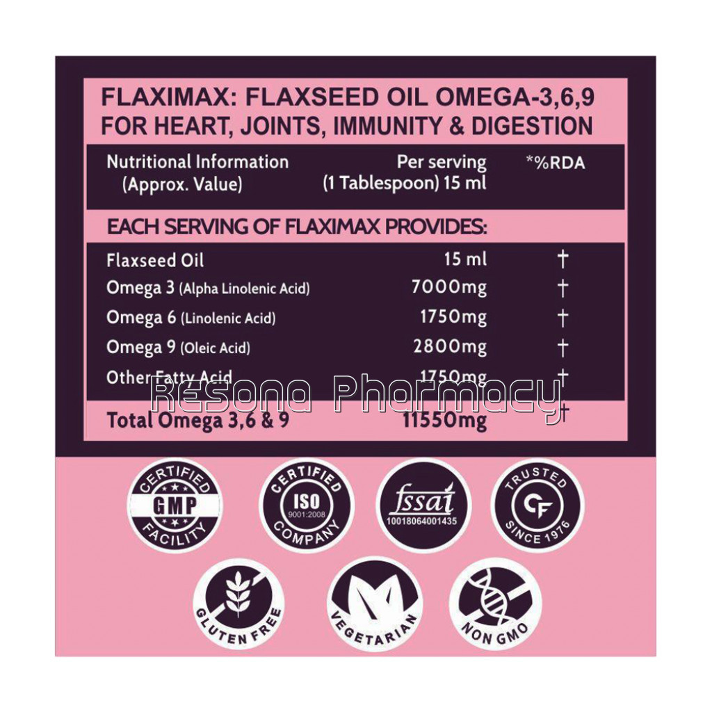 Cf Cold Pressed Flax Seed Oil With 11500Mg Omega 3 6 9 Per Serving For Eating, Skin and Hair Growth   500Ml Vegetarian Oil