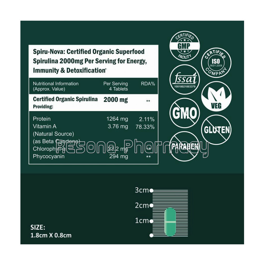 Cf 100% Organic Spirulina Tablets 2000Mg Per Serving   180 Tablets