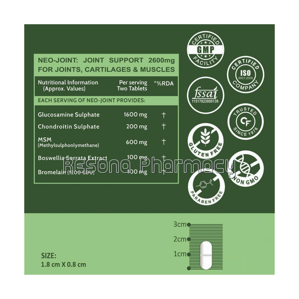 Cf Joint Pain Support Supplement With Glucosamine 1600Mg, Chondroitin, Msm With Boswellia – 60 Tablets