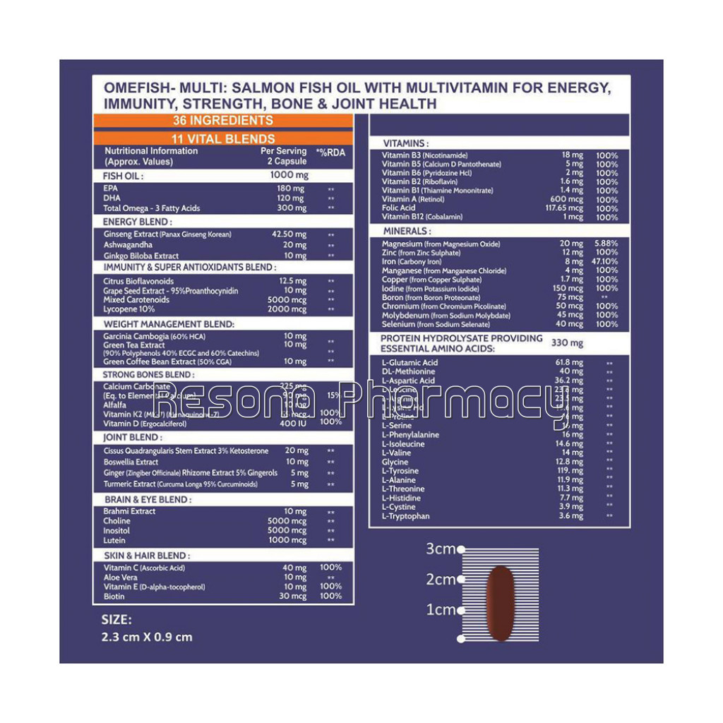 Cf Multivitamin With Salmon Fish Oil 1000Mg Capsules With Omega 3   Total 63 Ingredients For Immunity, Energy, Bone and Joint Health   60 Softgel Capsules