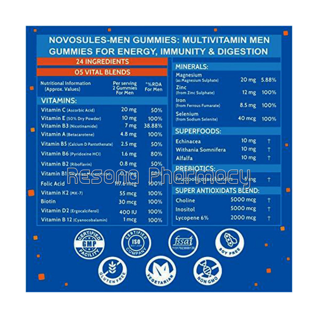 Cf Multivitamin For Men Gummies With Superfoods and Antioxidants For Immunity, Minerals For Energy and Probiotics For Digestion   60 Veg Gummies