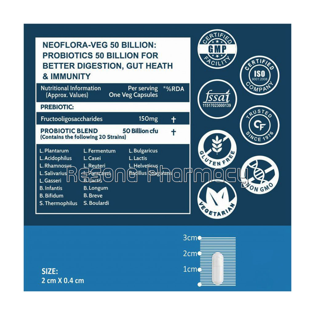 Cf Probiotics Supplement 50 Billion Cfu For Women and Men With Prebiotics 150 Mg – 60 Veg Capsules