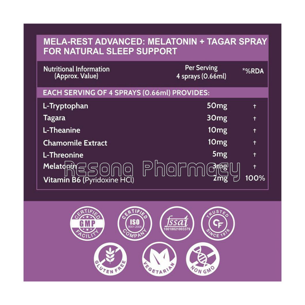 Cf Melatonin Spray With Tagara and Chamomile   Sleeping Aid Supplement | Mint Flavour   300 Sprays