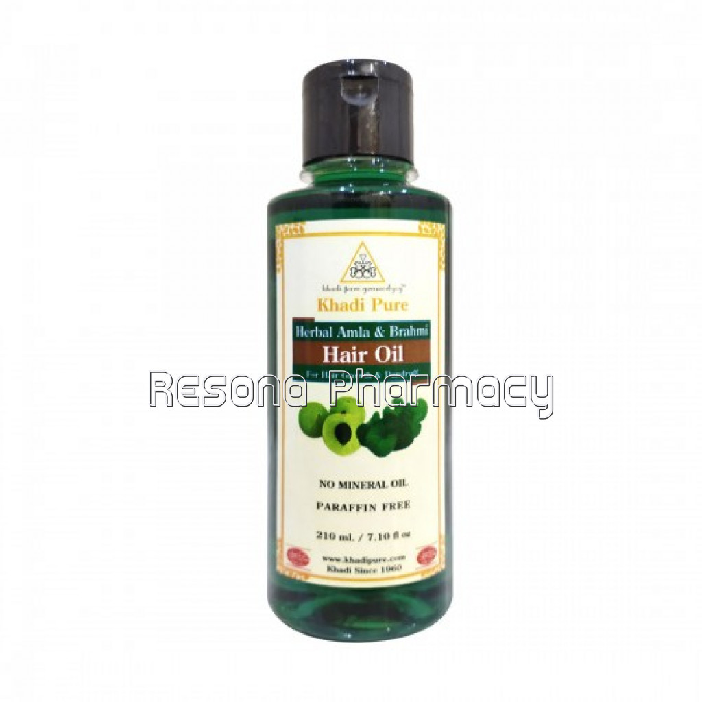 Khadi Pure Herbal Amla and Brahmi Hair Oil   Mineral Oil and Paraffin Free   210Ml