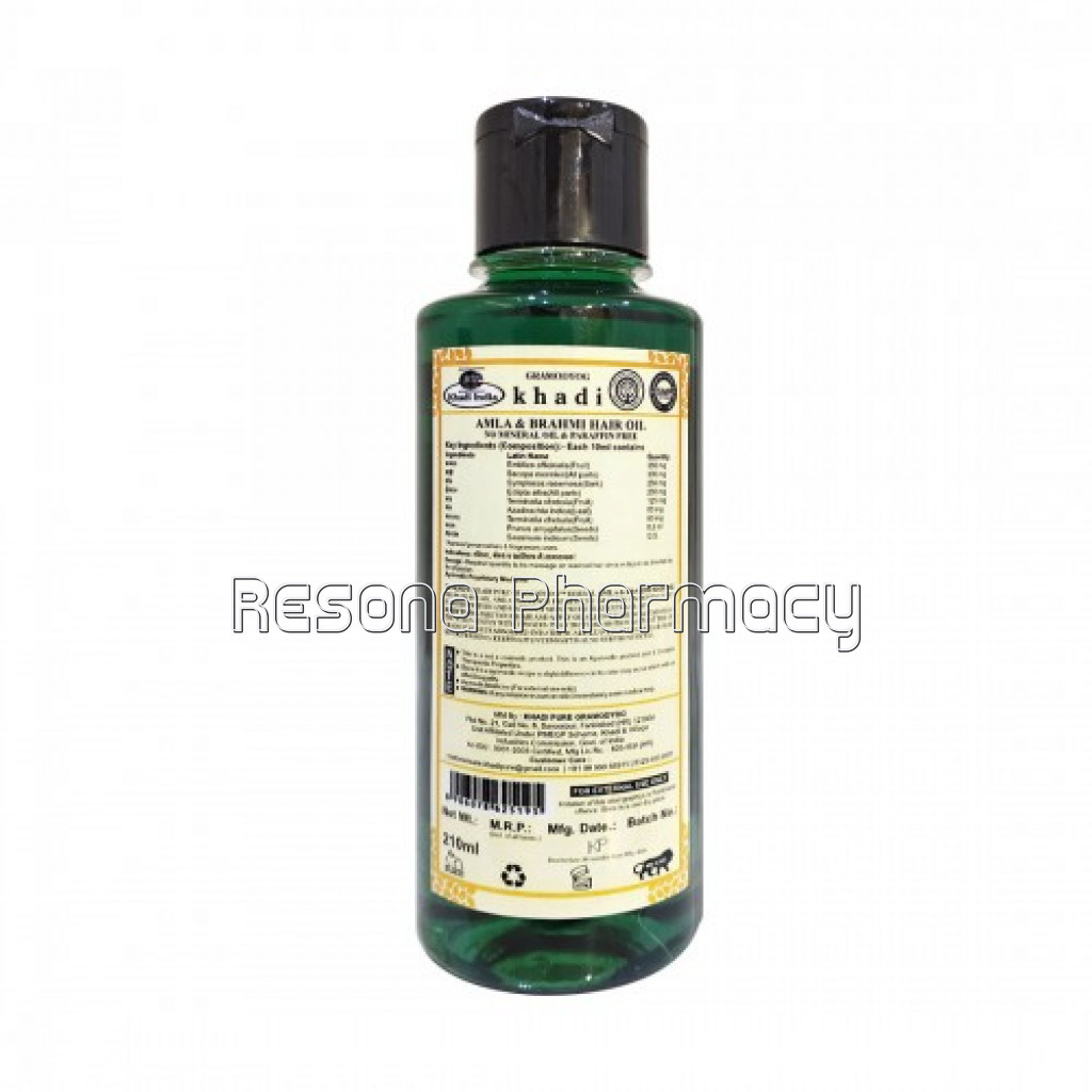 Khadi Pure Herbal Amla and Brahmi Hair Oil   Mineral Oil and Paraffin Free   210Ml
