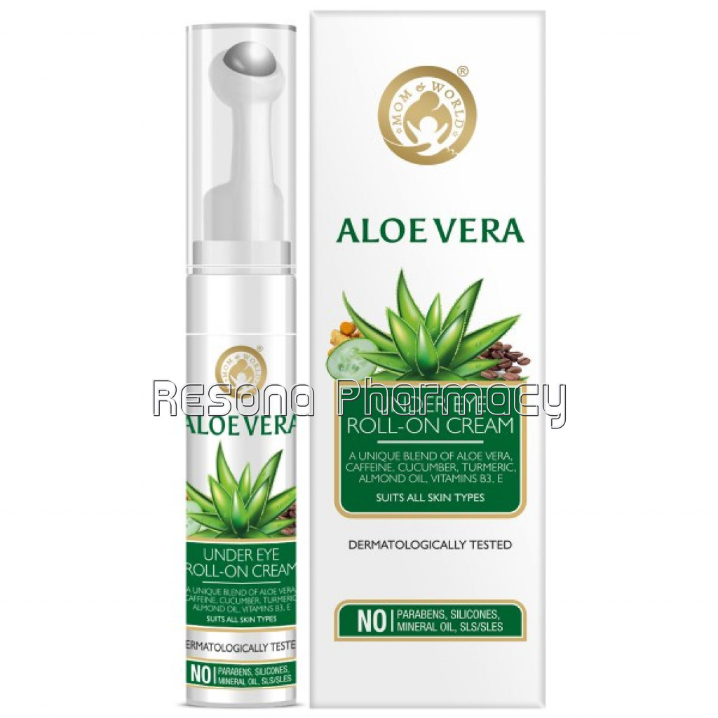 Aloe Vera Under Eye Roll On Cream (With Caffeine, Turmeric Vitamins B3, E), 15Ml