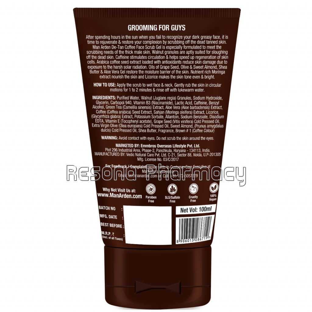 Caffeine De Tan Coffee Face Scrub, 100Ml
