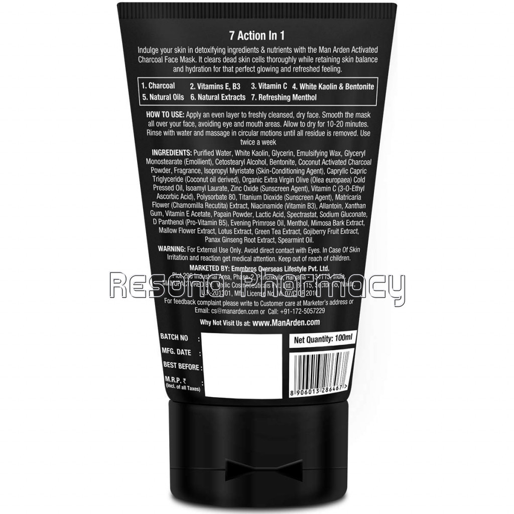 7X Activated Charcoal Face Mask, 100Ml