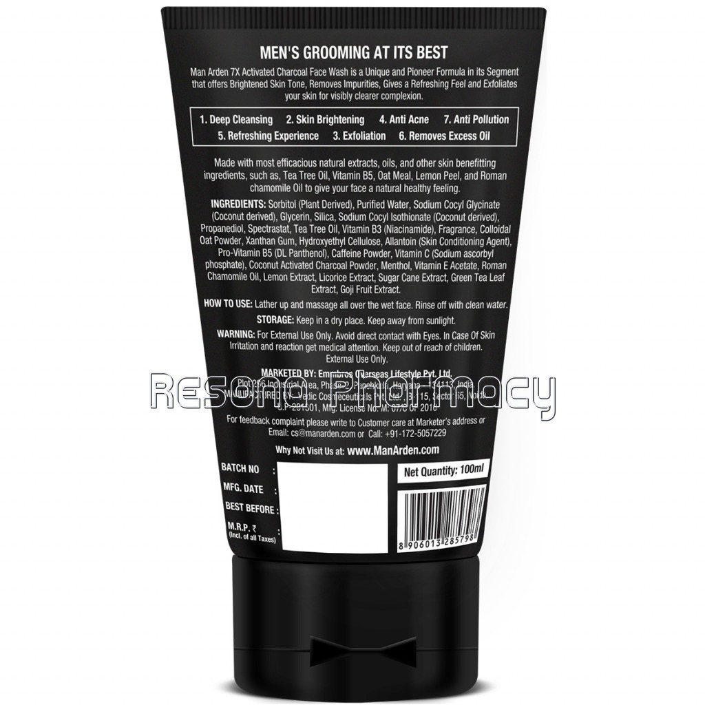 7X Activated Charcoal Face Wash Brightening, 100Ml