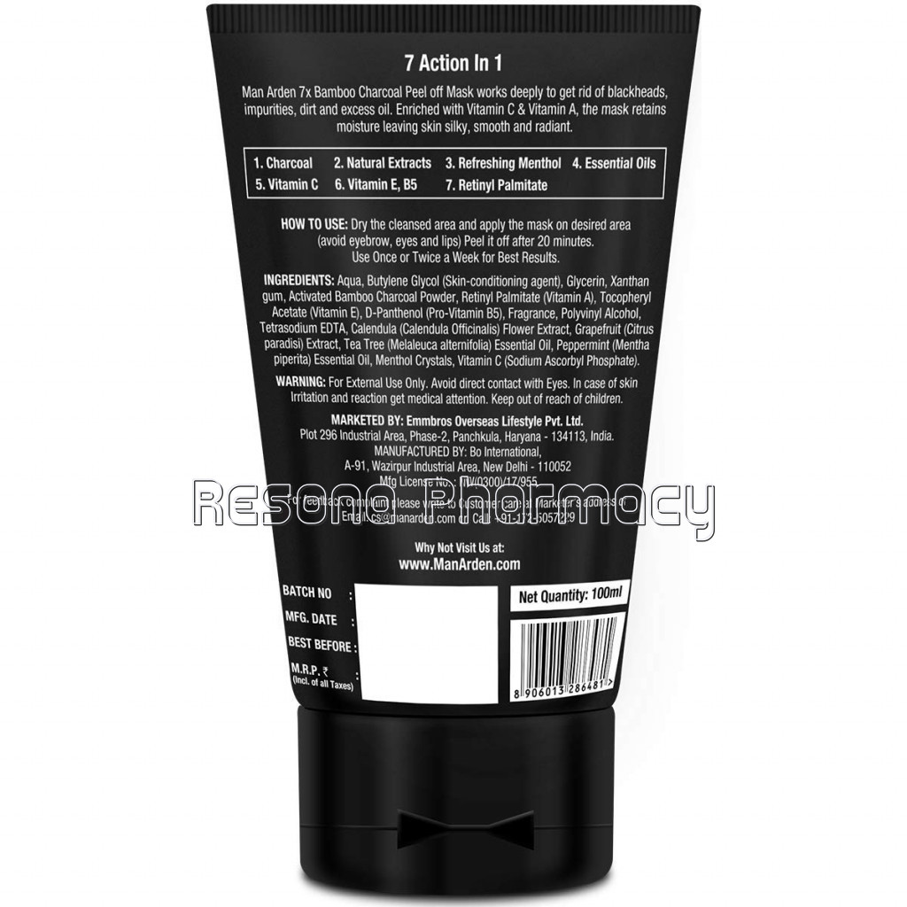 7X Activated Charcoal Peel Off Mask, 100Ml